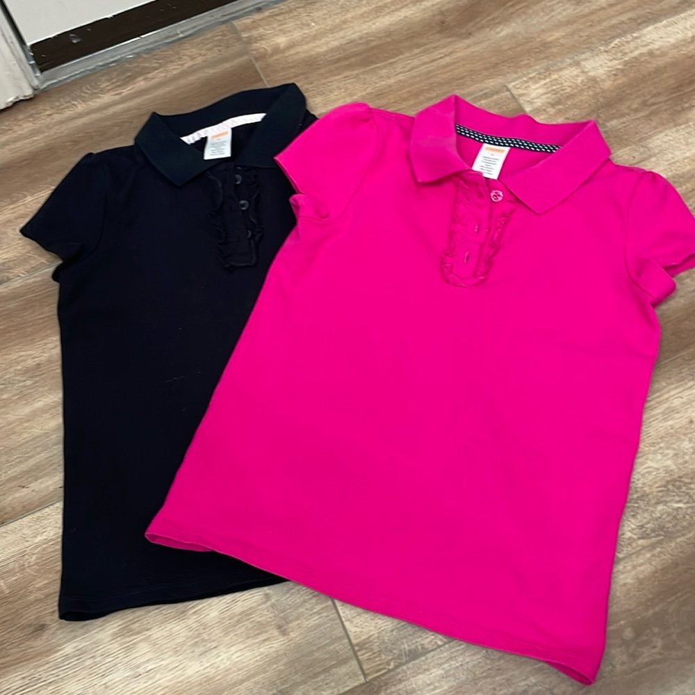 Gymboree Two polo tops for girl  black and fuccia
